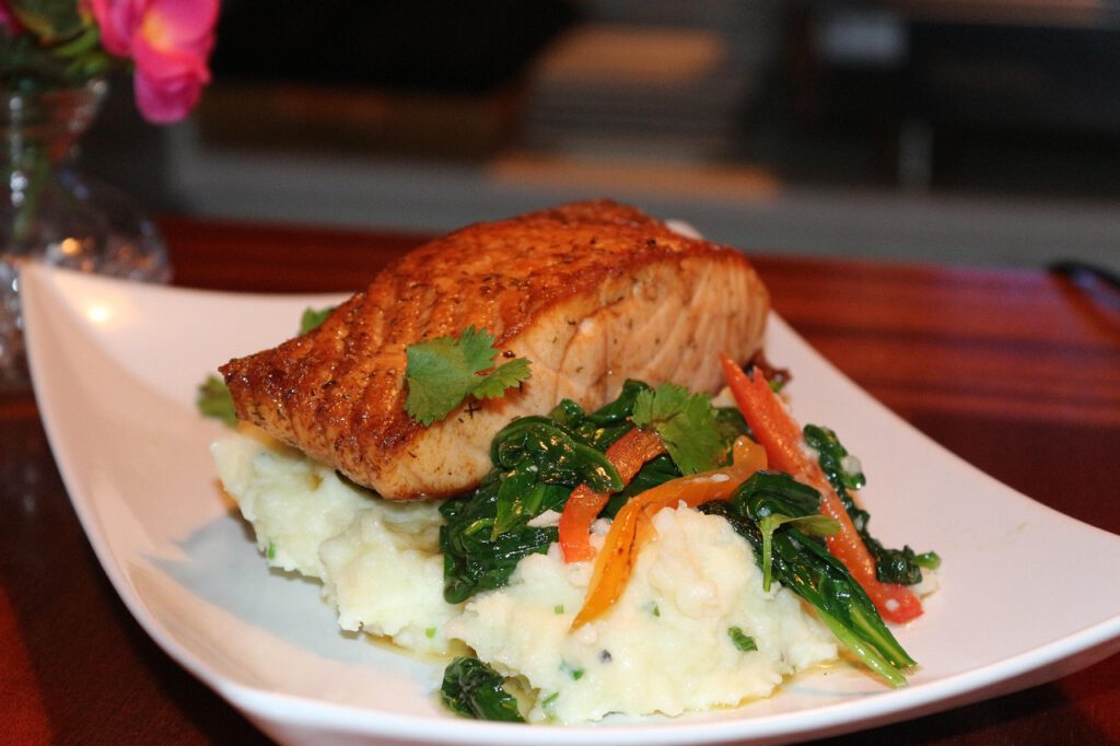 restaurant, salmon dish, seafood, dinner, food, salmon dish, salmon dish, salmon dish, salmon dish, salmon dish